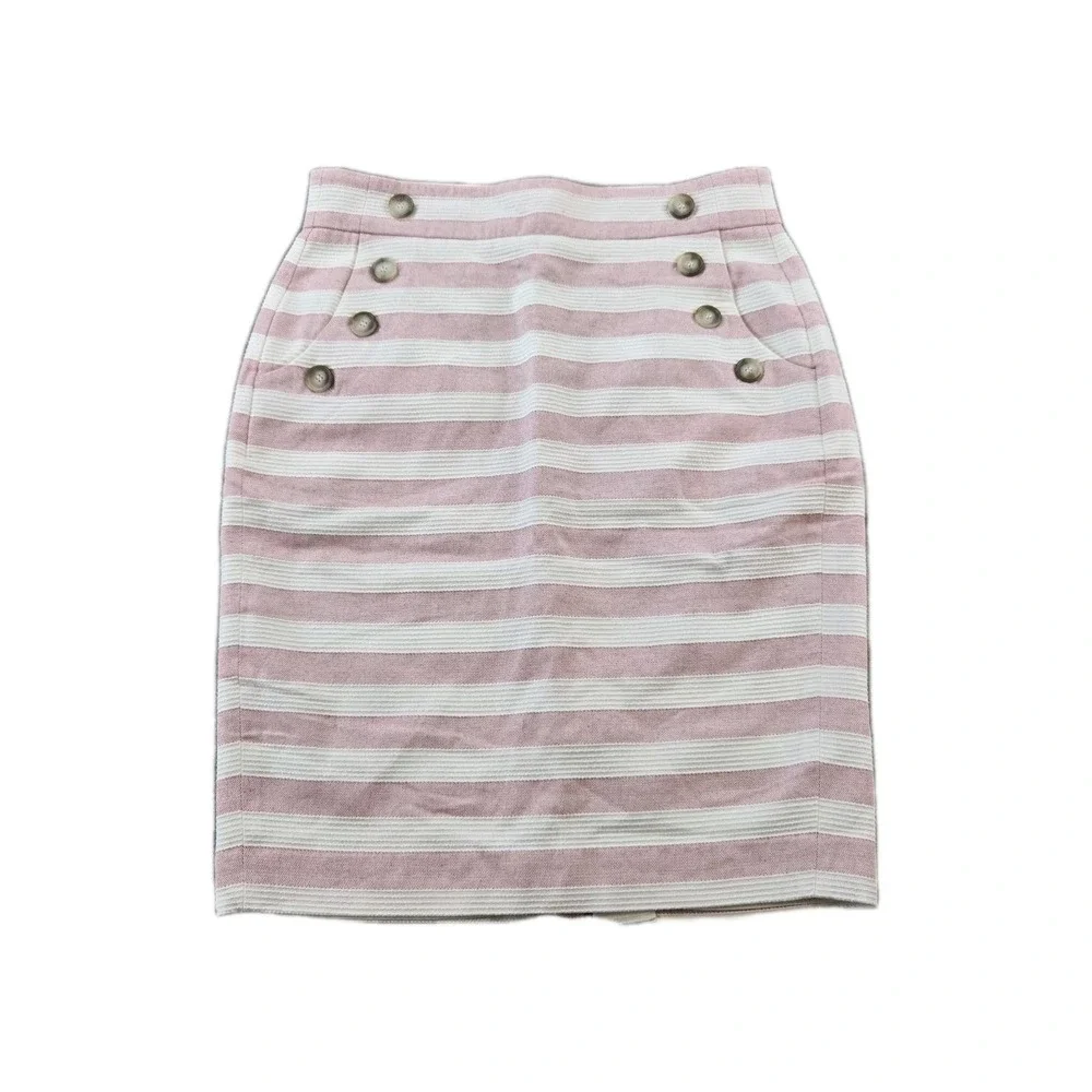 LOFT Women's A-line Knee Length Lined Skirt Back Zip Vented‎ Pink White Size 4